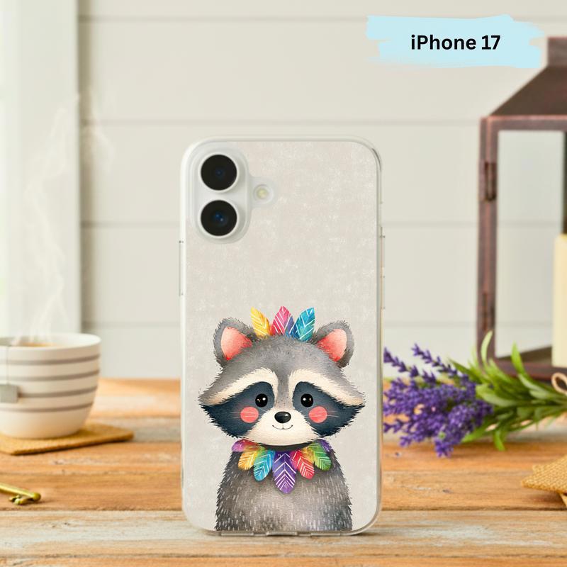 Boho Rainbow Raccoon Charm Phone Case IPhone - Raccsy