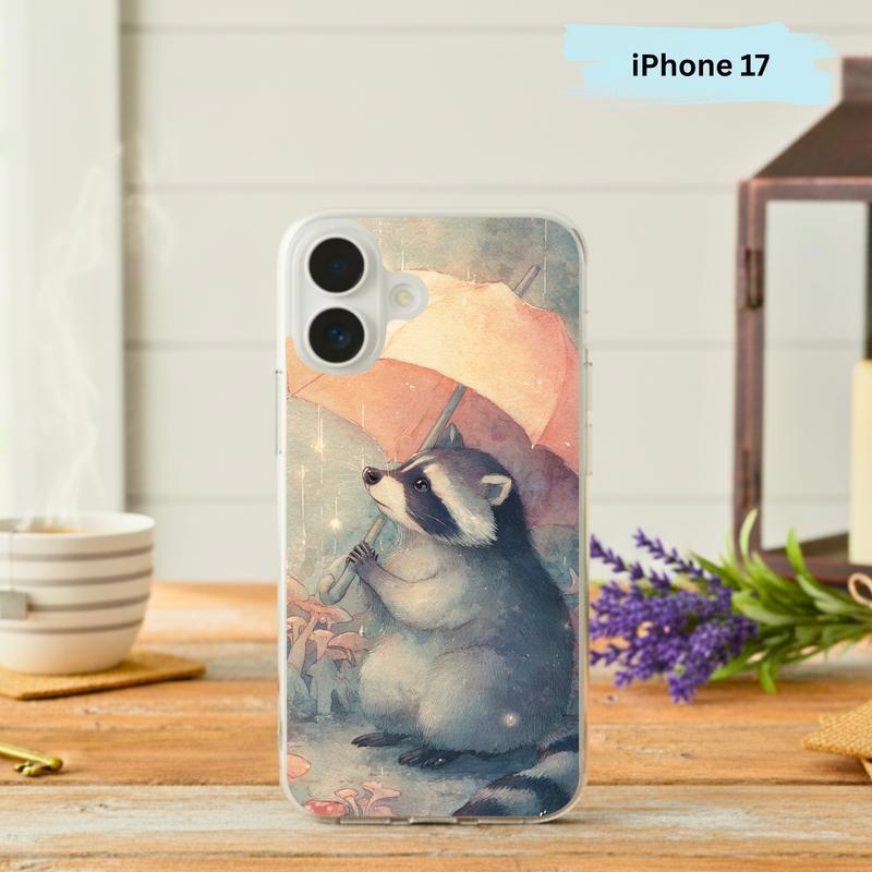 Dreamy Rainy Day Raccoon Phone Case IPhone - Raccsy