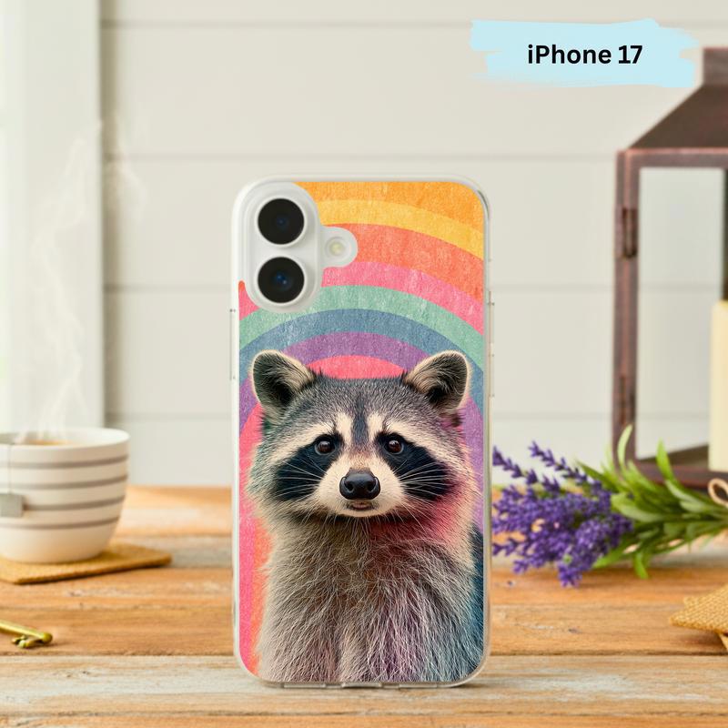 Rainbow Raccoon Groovy Smile Phone Case IPhone - Raccsy