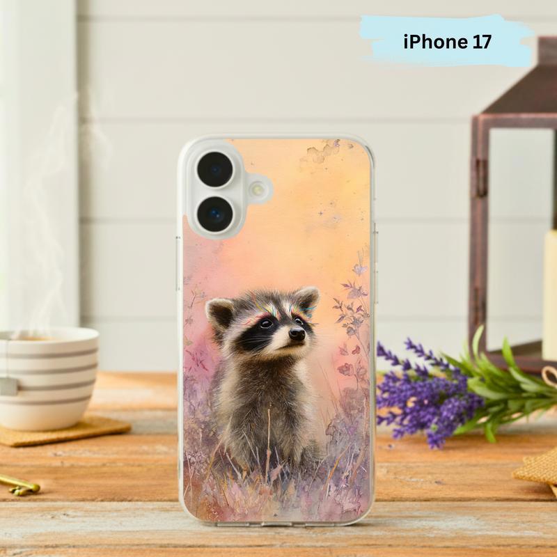 Rainbow Raccoon Pastel Fields Phone Case IPhone - Raccsy