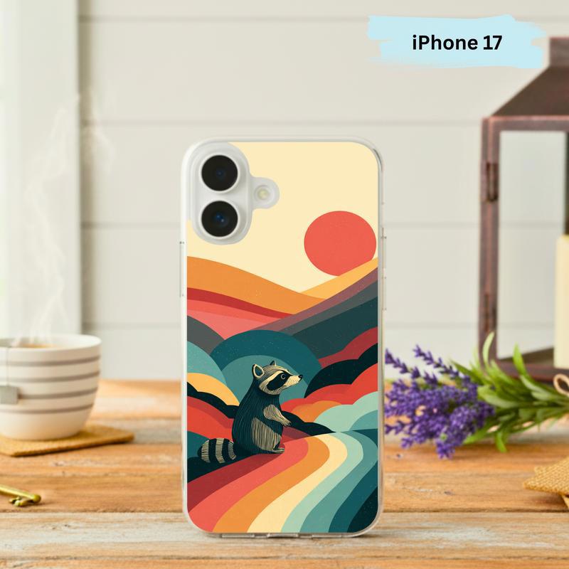 Rainbow Raccoon Retro Dreamscape Phone Case IPhone - Raccsy