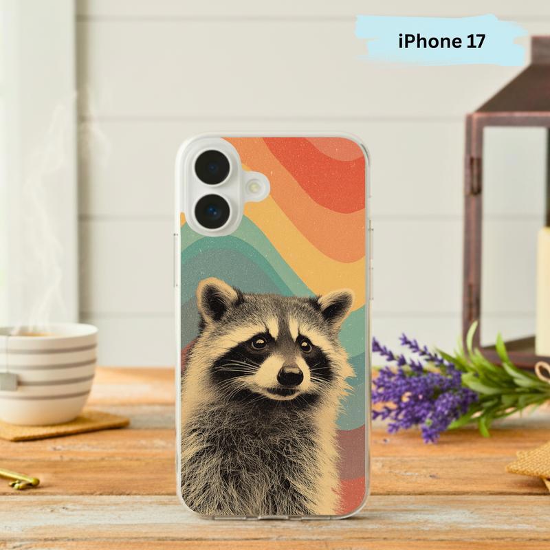 Rainbow Raccoon Retro Waves Phone Case IPhone - Raccsy