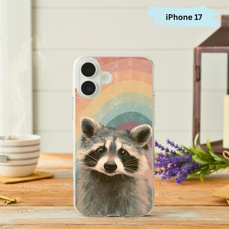 Rainbow Raccoon Soft Retro Curve Phone Case IPhone - Raccsy