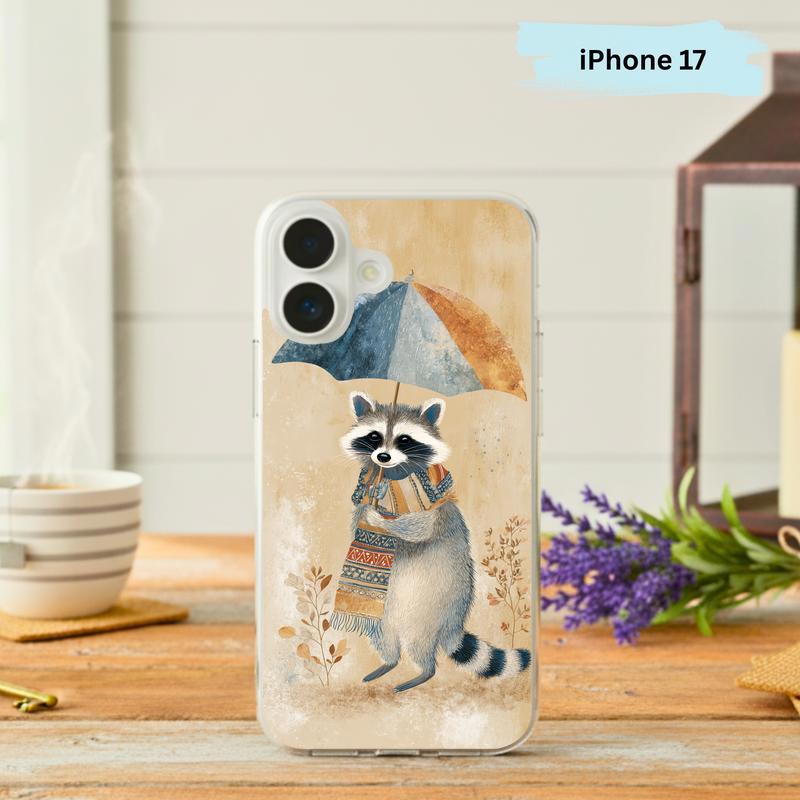 Rainy Day Raccoon, Hippy Drizzle Wanderer Phone Case IPhone - Raccsy