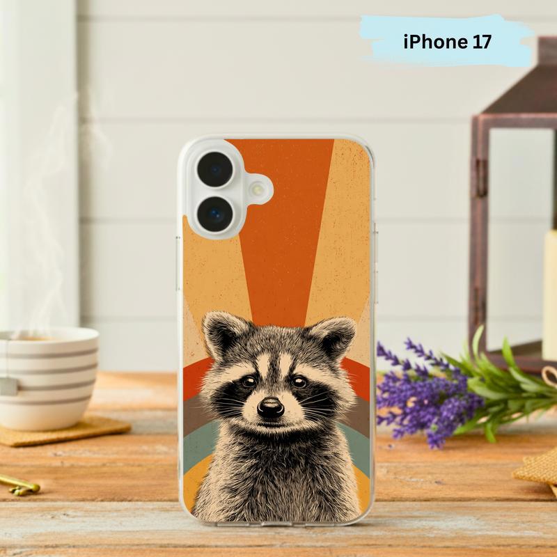 Retro 90s Rainbow Raccoon Beam Phone Case IPhone - Raccsy