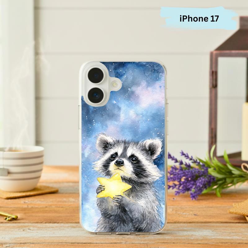 Super Cute Baby Raccoon Hugging a Tiny Star Phone Case IPhone - Raccsy