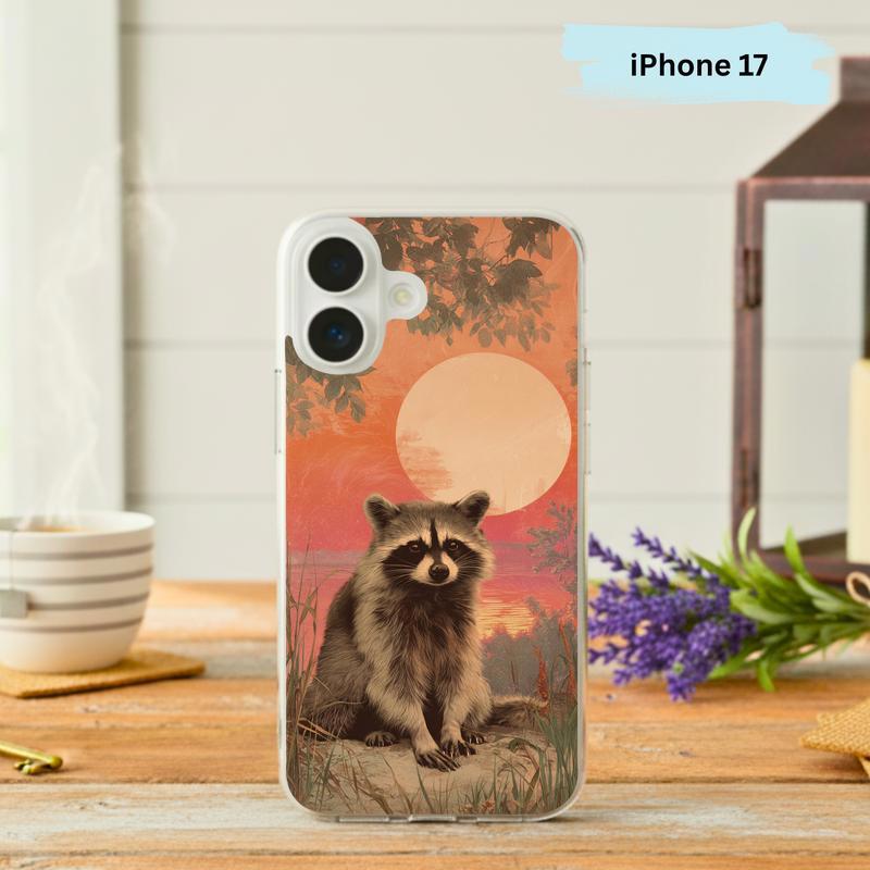 Vintage Rainbow Raccoon Sunset Dream Phone Case IPhone - Raccsy