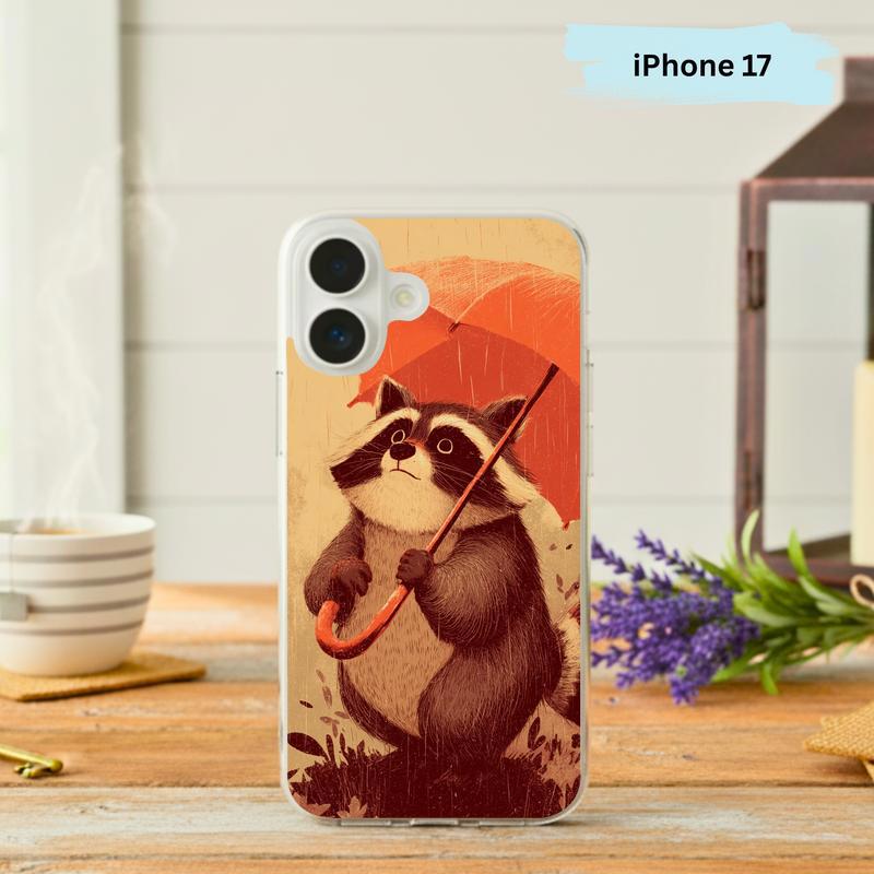 Watercolor Rainy Cute Raccoon Phone Case IPhone - Raccsy