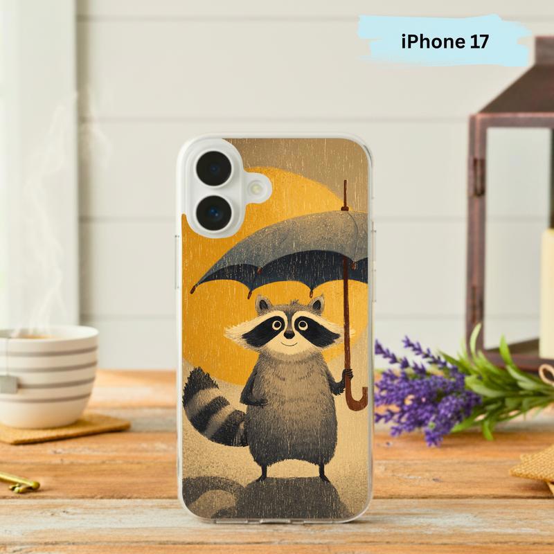 Watercolor Rainy Stormy-Cute Raccoon Phone Case IPhone - Raccsy