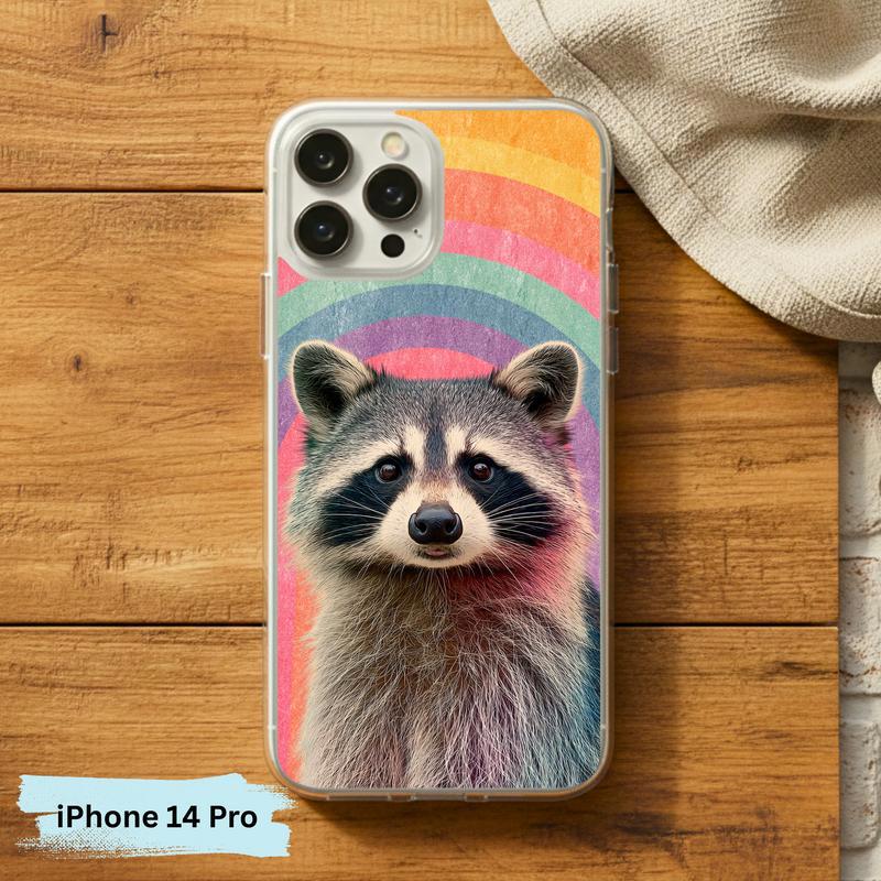 Rainbow Raccoon Groovy Smile Phone Case IPhone Rainbow Raccoon Groovy Smile Phone Case IPhone