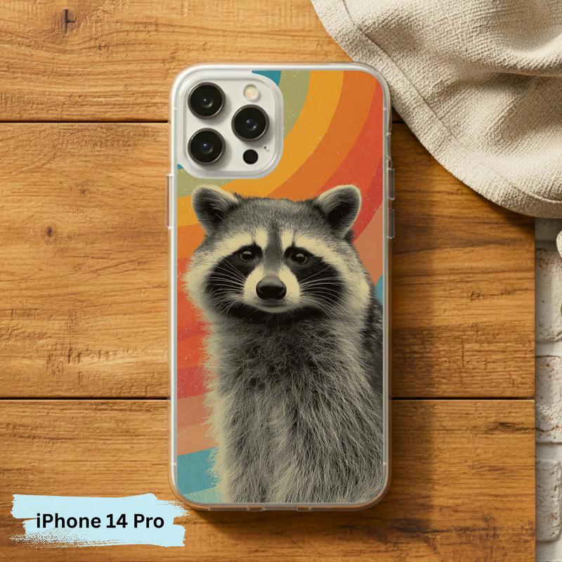 Retro Rainbow Raccoon Waves Phone Case IPhone Retro Rainbow Raccoon Waves Phone Case IPhone