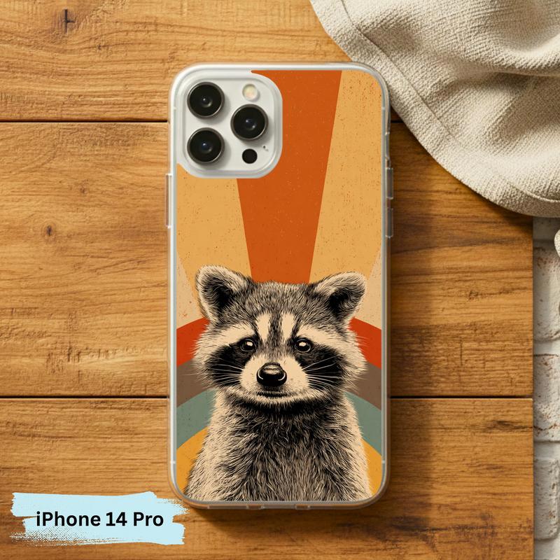 Retro 90s Rainbow Raccoon Beam Phone Case IPhone