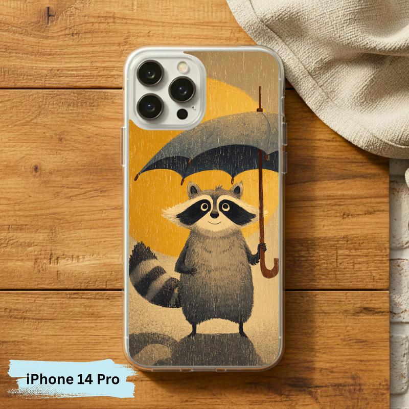 Watercolor Rainy Stormy-Cute Raccoon Phone Case IPhone Watercolor Rainy Stormy-Cute Raccoon Phone Case IPhone