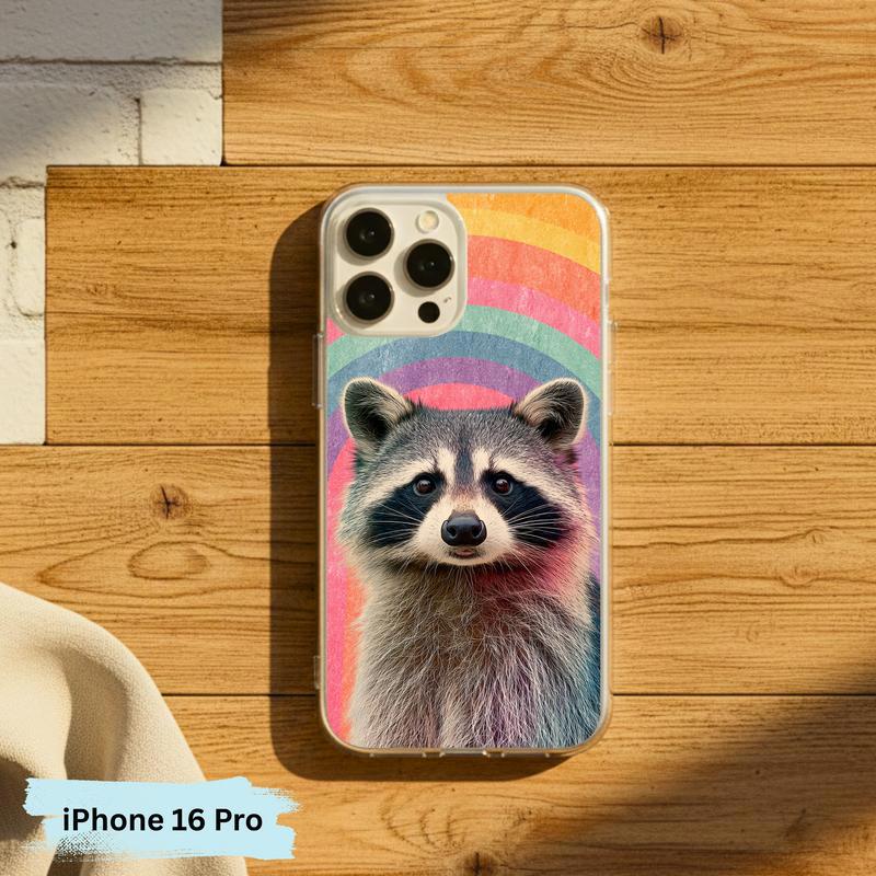 Rainbow Raccoon Groovy Smile Phone Case IPhone Rainbow Raccoon Groovy Smile Phone Case IPhone