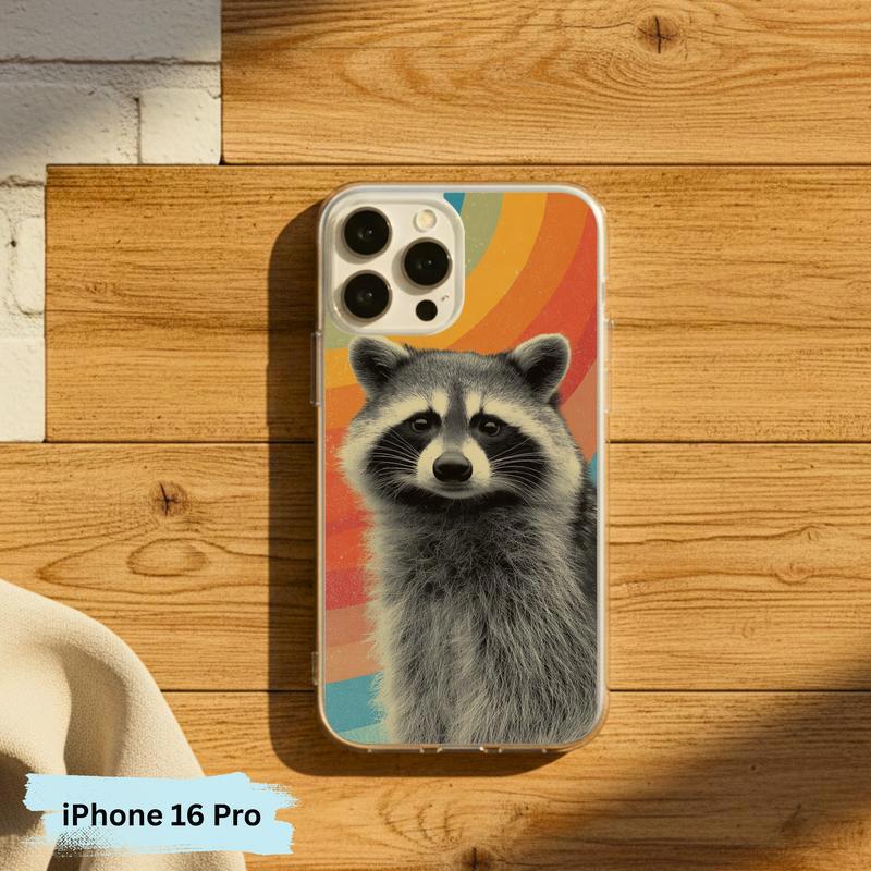 Retro Rainbow Raccoon Waves Phone Case IPhone Retro Rainbow Raccoon Waves Phone Case IPhone