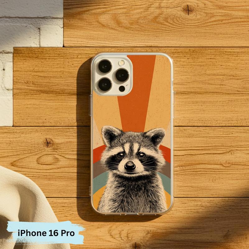 Retro 90s Rainbow Raccoon Beam Phone Case IPhone