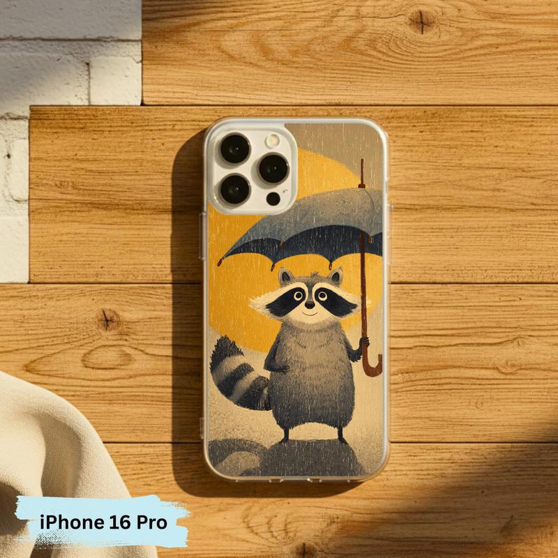 Watercolor Rainy Stormy-Cute Raccoon Phone Case IPhone Watercolor Rainy Stormy-Cute Raccoon Phone Case IPhone