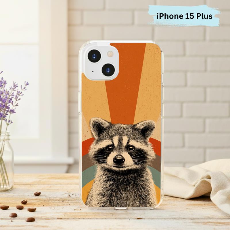 Retro 90s Rainbow Raccoon Beam Phone Case IPhone