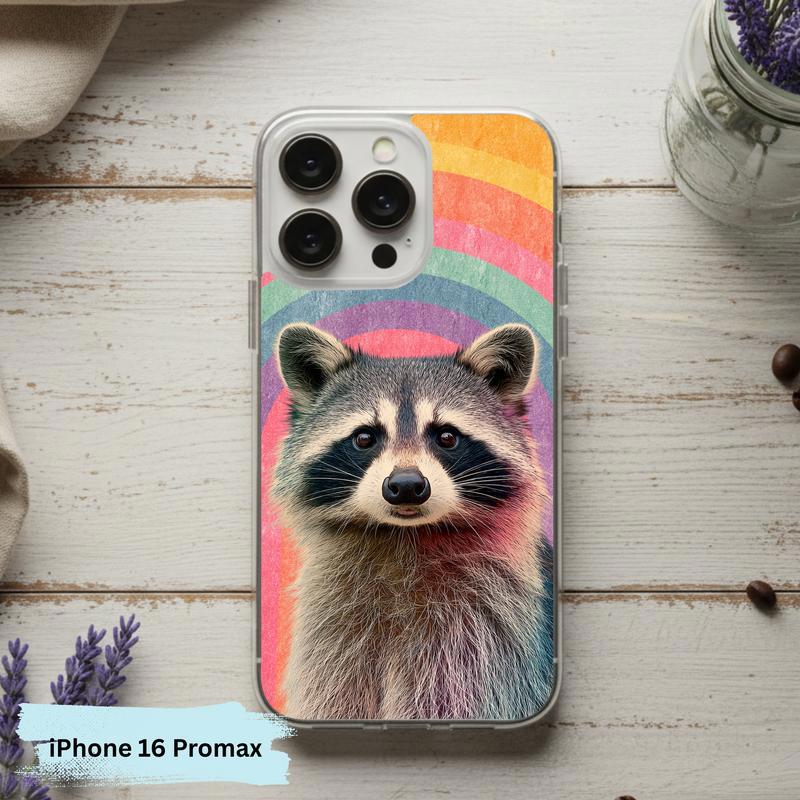 Rainbow Raccoon Groovy Smile Phone Case IPhone Rainbow Raccoon Groovy Smile Phone Case IPhone
