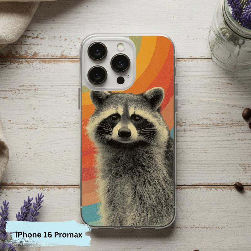 Retro Rainbow Raccoon Waves Phone Case IPhone Retro Rainbow Raccoon Waves Phone Case IPhone