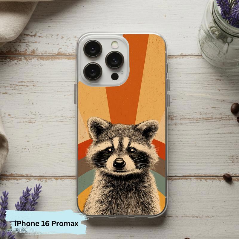 Retro 90s Rainbow Raccoon Beam Phone Case IPhone
