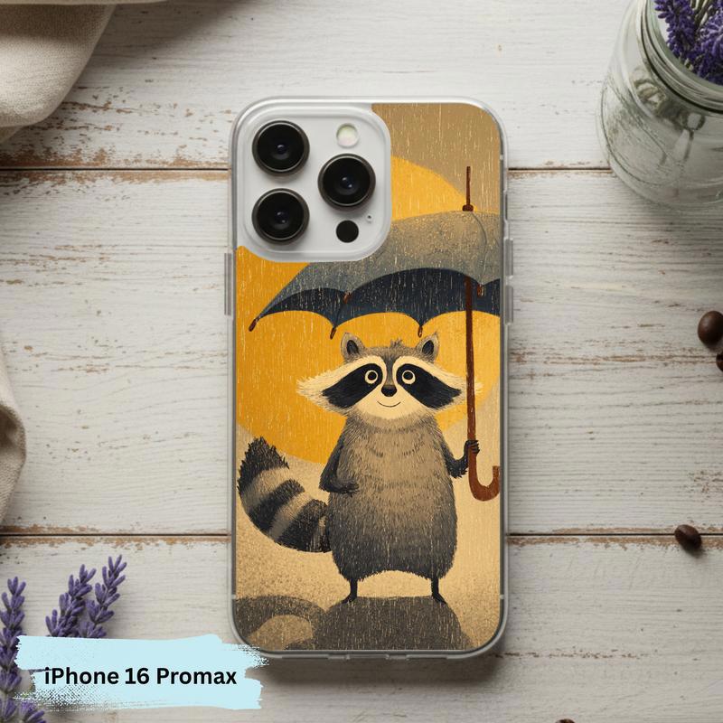 Watercolor Rainy Stormy-Cute Raccoon Phone Case IPhone Watercolor Rainy Stormy-Cute Raccoon Phone Case IPhone