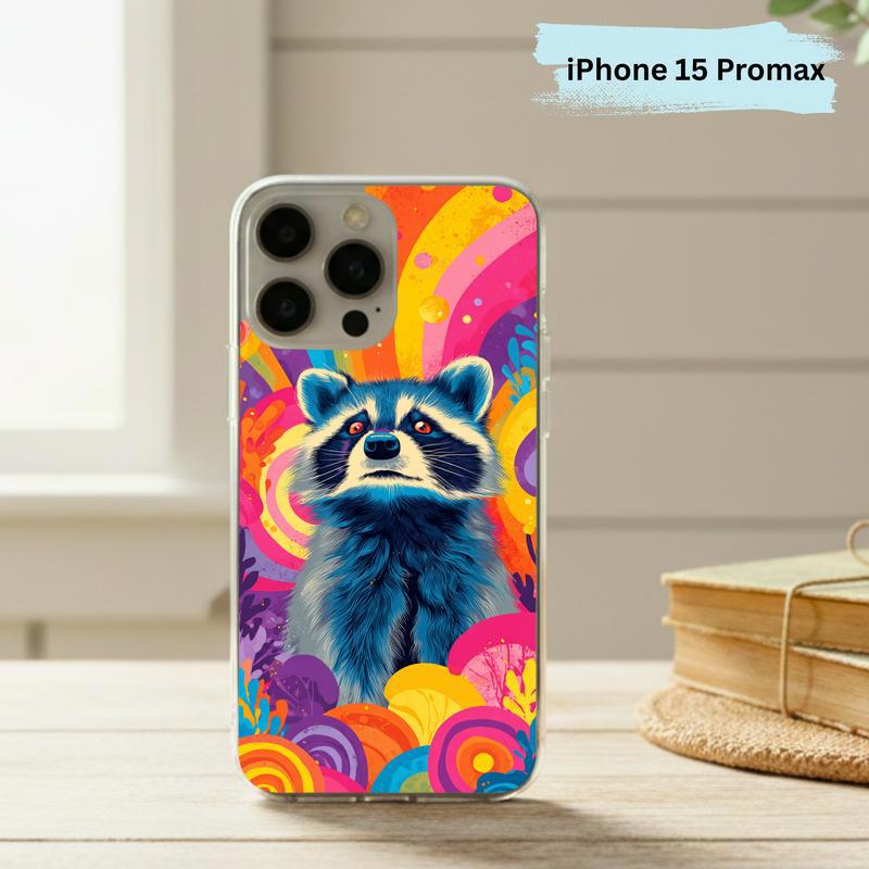 Colorful Rainbow Raccoon Phone Case IPhone Colorful Rainbow Raccoon Phone Case IPhone
