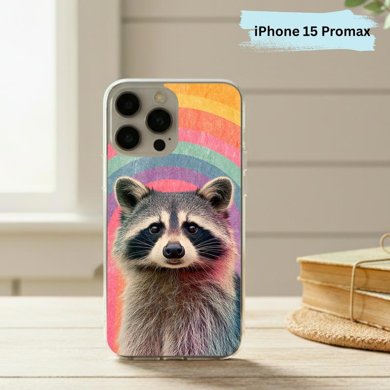 Rainbow Raccoon Groovy Smile Phone Case IPhone Rainbow Raccoon Groovy Smile Phone Case IPhone