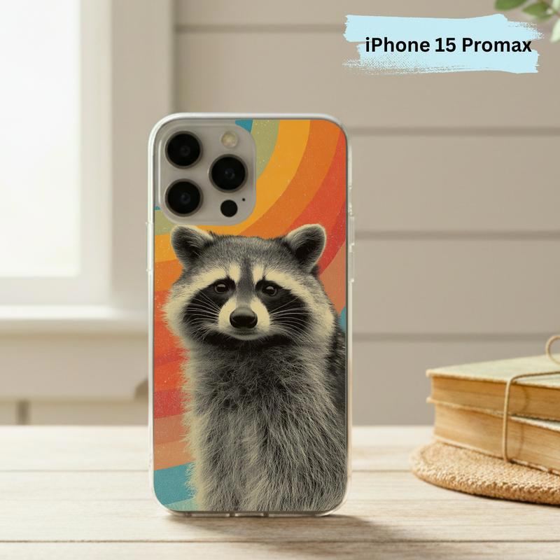 Retro Rainbow Raccoon Waves Phone Case IPhone Retro Rainbow Raccoon Waves Phone Case IPhone