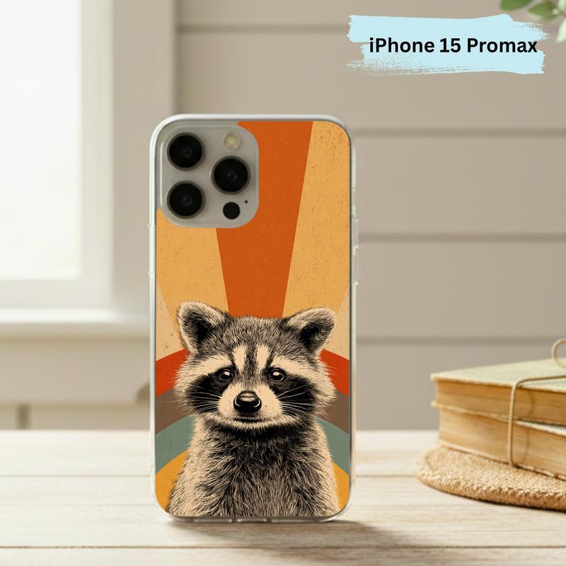 Retro 90s Rainbow Raccoon Beam Phone Case IPhone