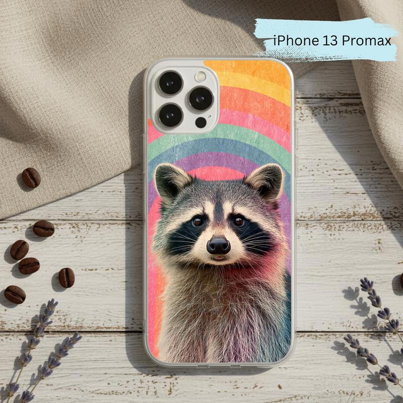 Rainbow Raccoon Groovy Smile Phone Case IPhone Rainbow Raccoon Groovy Smile Phone Case IPhone