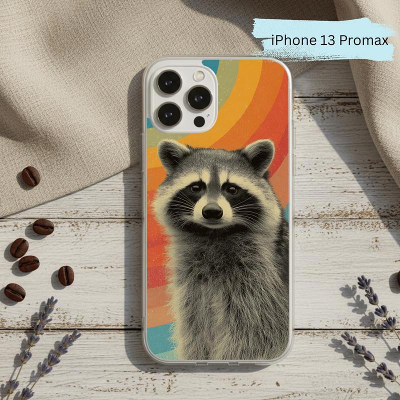 Retro Rainbow Raccoon Waves Phone Case IPhone Retro Rainbow Raccoon Waves Phone Case IPhone