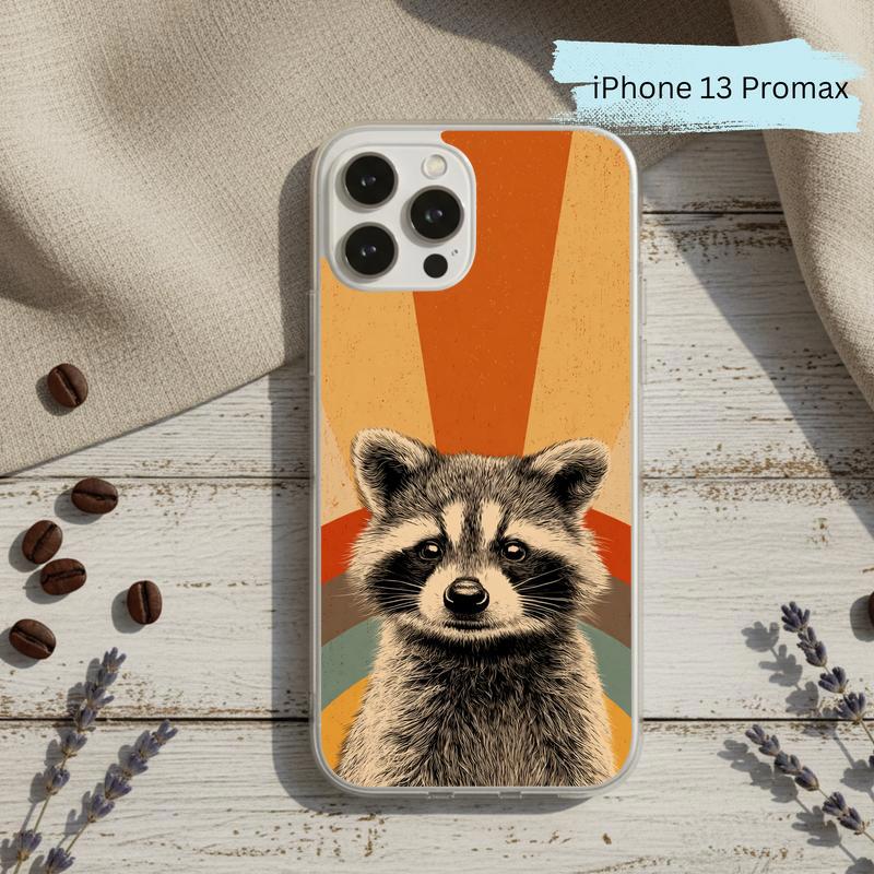 Retro 90s Rainbow Raccoon Beam Phone Case IPhone