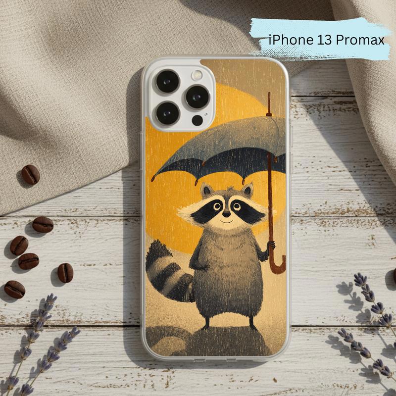 Watercolor Rainy Stormy-Cute Raccoon Phone Case IPhone Watercolor Rainy Stormy-Cute Raccoon Phone Case IPhone
