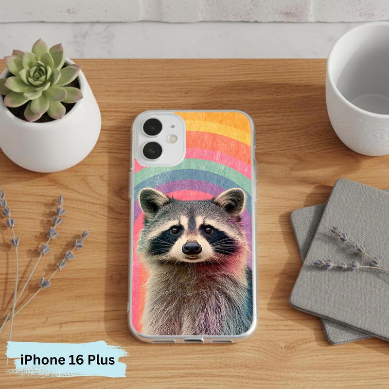 Rainbow Raccoon Groovy Smile Phone Case IPhone Rainbow Raccoon Groovy Smile Phone Case IPhone