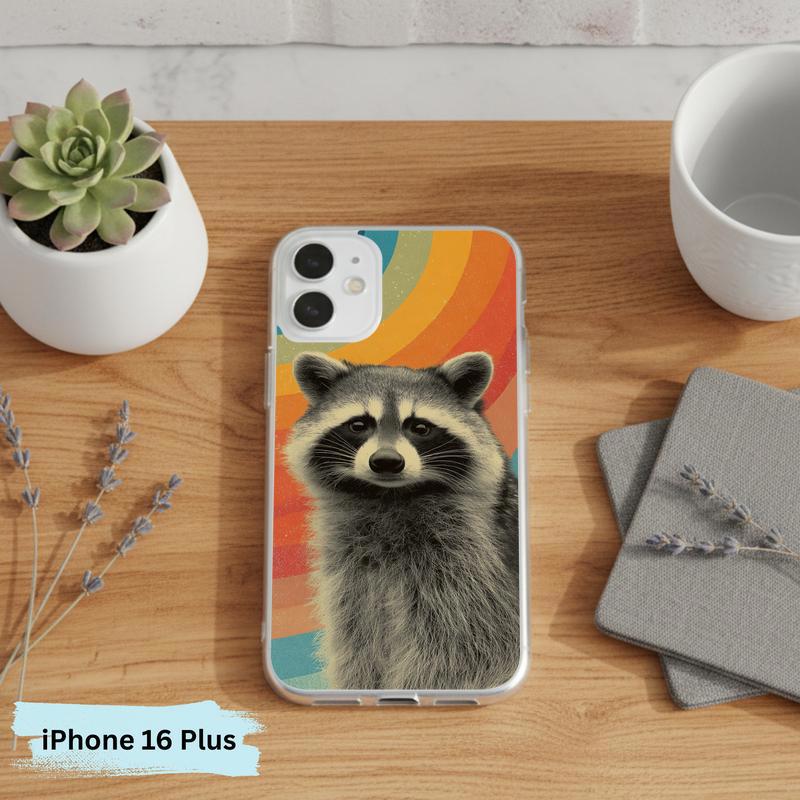 Retro Rainbow Raccoon Waves Phone Case IPhone Retro Rainbow Raccoon Waves Phone Case IPhone