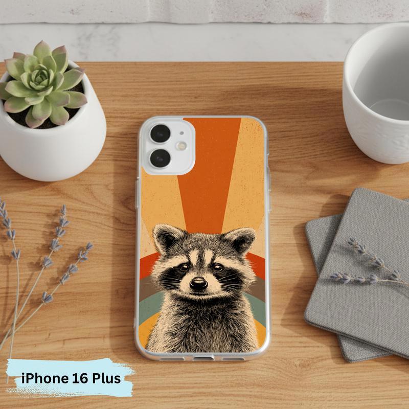 Retro 90s Rainbow Raccoon Beam Phone Case IPhone