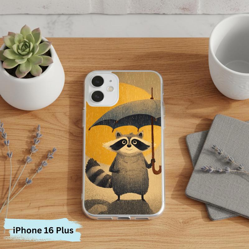 Watercolor Rainy Stormy-Cute Raccoon Phone Case IPhone Watercolor Rainy Stormy-Cute Raccoon Phone Case IPhone