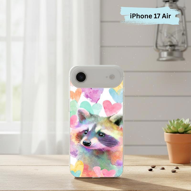Rainbow Raccoon Watercolor Heart Aura Phone Case IPhone Rainbow Raccoon Watercolor Heart Aura Phone Case IPhone