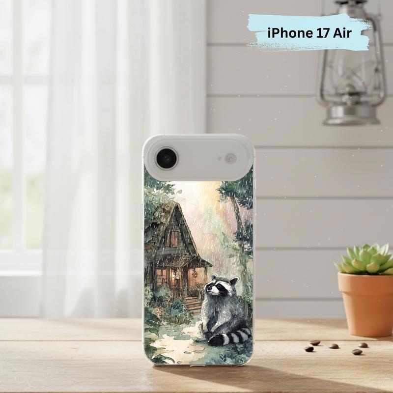 Rainbow Rainy Day Raccoon Cottage Mood Phone Case IPhone