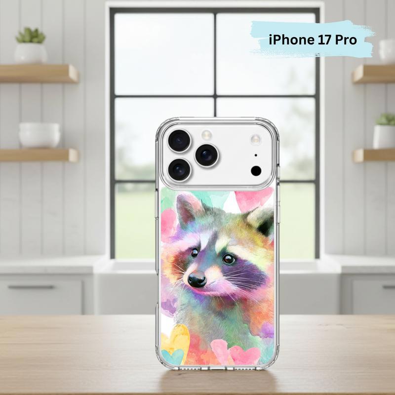 Rainbow Raccoon Watercolor Heart Aura Phone Case IPhone Rainbow Raccoon Watercolor Heart Aura Phone Case IPhone