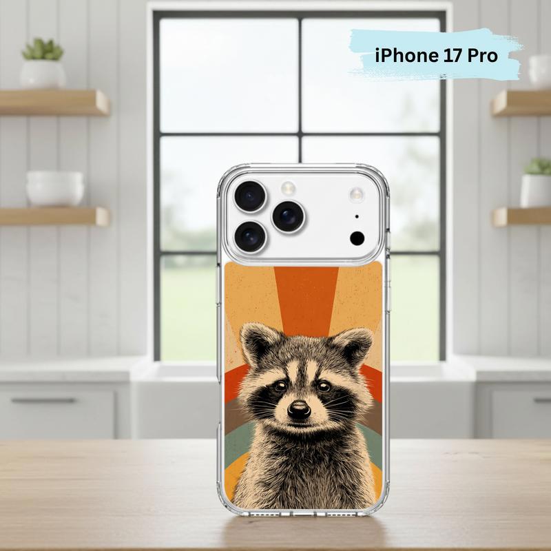 Retro 90s Rainbow Raccoon Beam Phone Case IPhone