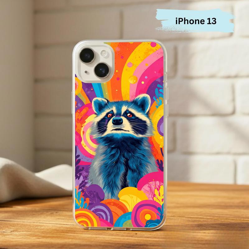 Colorful Rainbow Raccoon Phone Case IPhone Colorful Rainbow Raccoon Phone Case IPhone