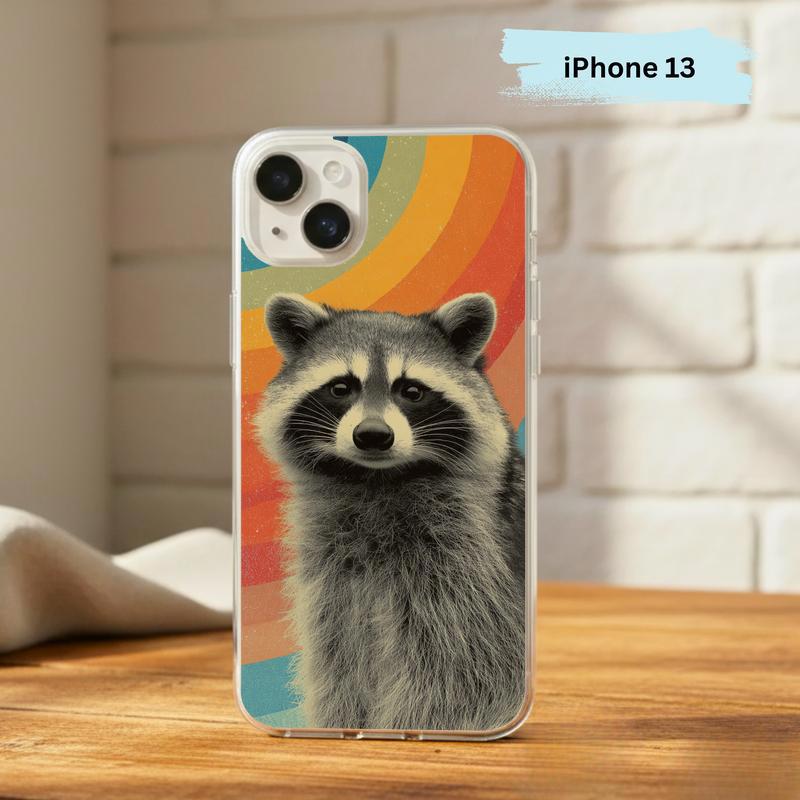 Retro Rainbow Raccoon Waves Phone Case IPhone Retro Rainbow Raccoon Waves Phone Case IPhone