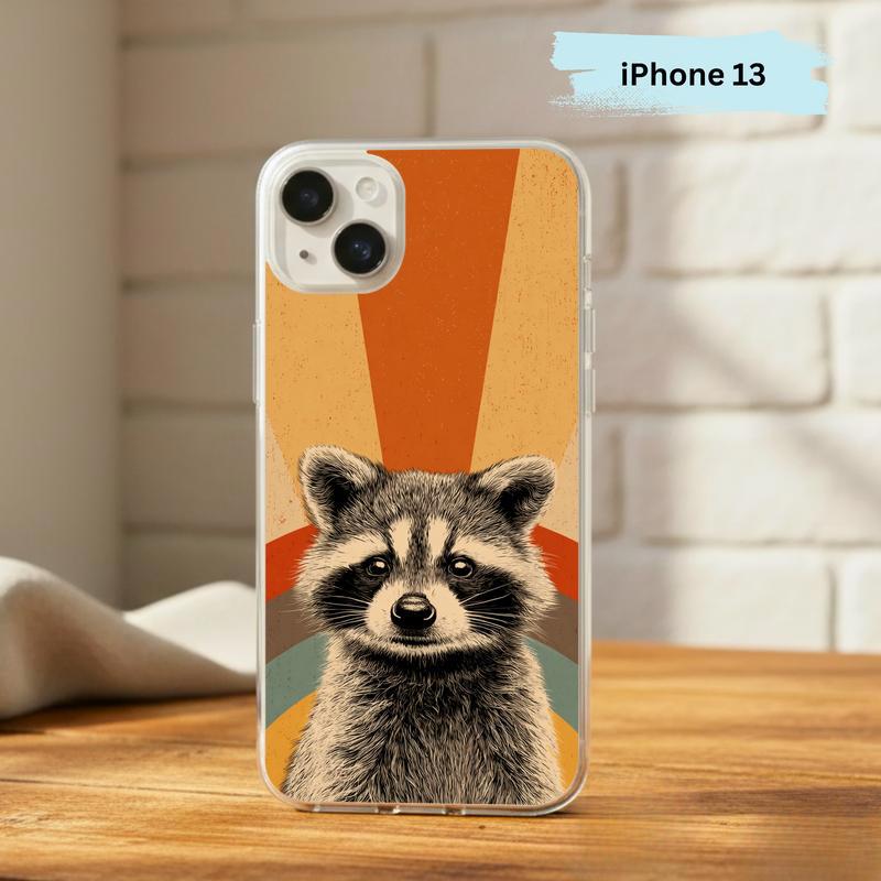 Retro 90s Rainbow Raccoon Beam Phone Case IPhone