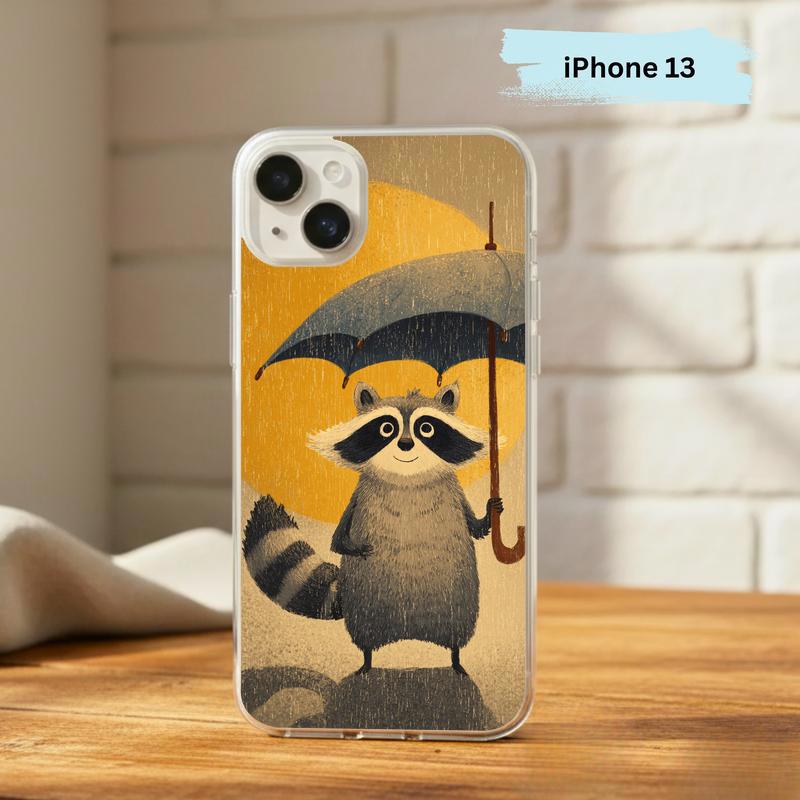 Watercolor Rainy Stormy-Cute Raccoon Phone Case IPhone Watercolor Rainy Stormy-Cute Raccoon Phone Case IPhone
