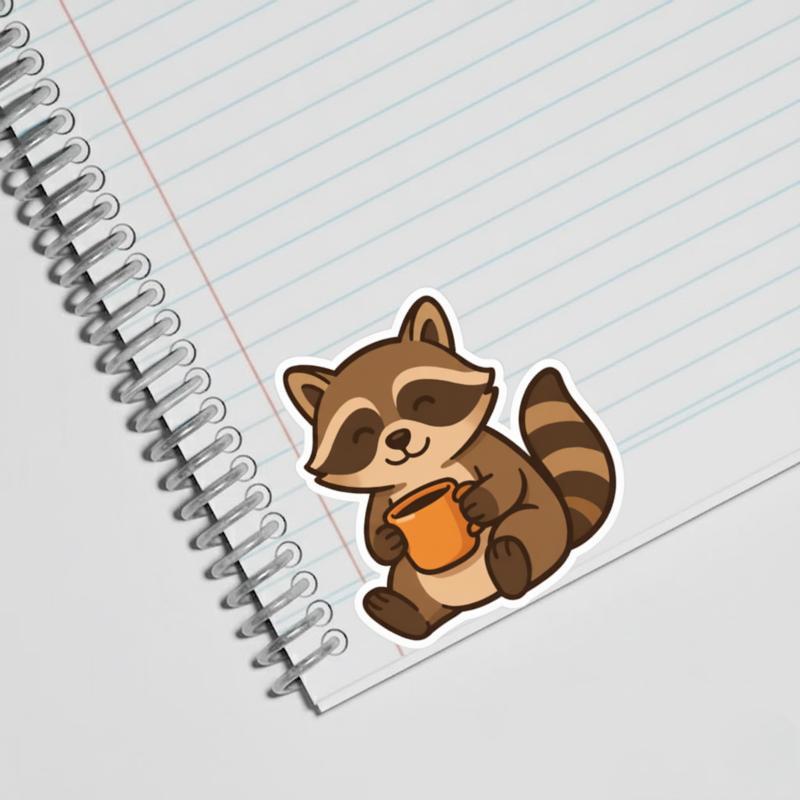 Brown Raccoon Coffee Sticker