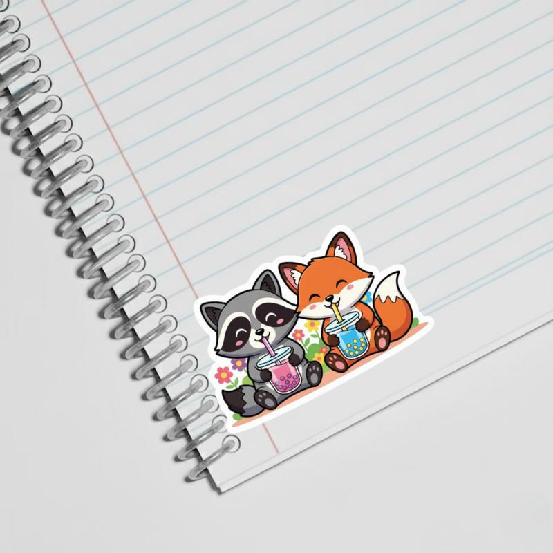 Bubble Tea Raccoon Fox Sticker