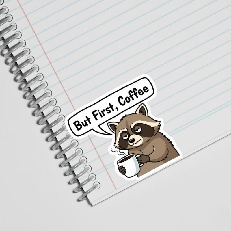 But First, Raccoon Coffee Sticker