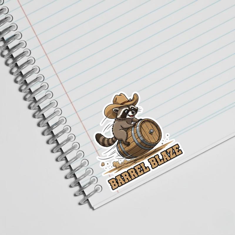 Cowboy Raccoon Barrel Rider Sticker Cowboy Raccoon Barrel Rider Sticker